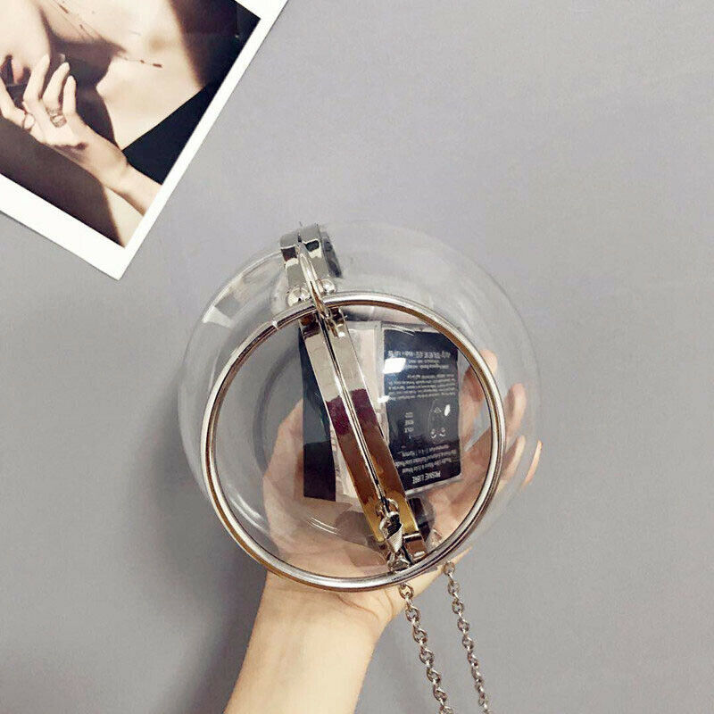 Ball Shaped Transparent Party Bag Women Evening Bag Party Wedding Clutch Pu H1Q6