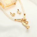 Women Elegant Engagement Trendy Party Geometric Anniversary Necklace Earring Set