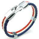 Jewelry bracelet, France French flag bracelet, for men's and ladies' leathe