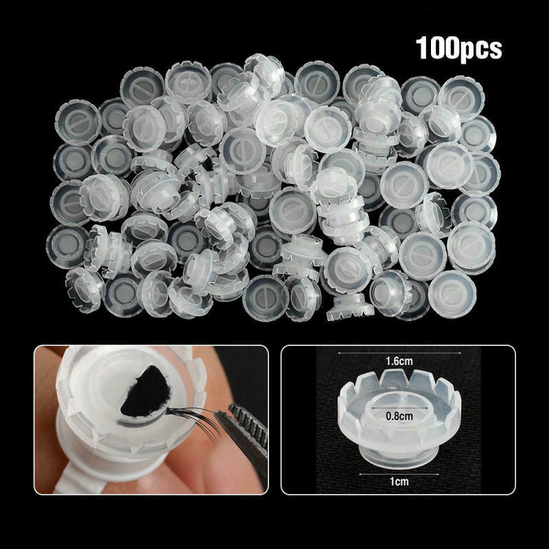 100 Eyelash Extension Plastic Glue Cups/Ink Caps Adhesive/Tattoo Pigment  JKN