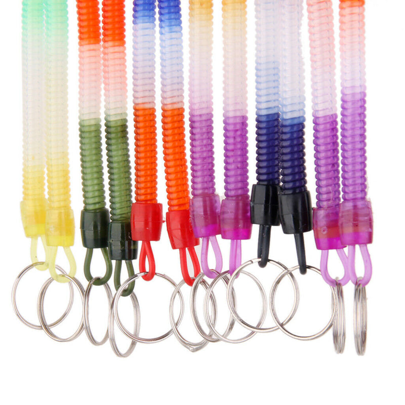 12pcs Plastic Spiral Key Chain Stretchable String Keyring Key  Craft