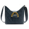 Retro Women Messenger Bag Leather Lattice Shoulder Bucket Handbag (Blue)