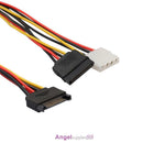 15Pin SATA Male to 4Pin IDE Molex Female + SATA Female Power Cable