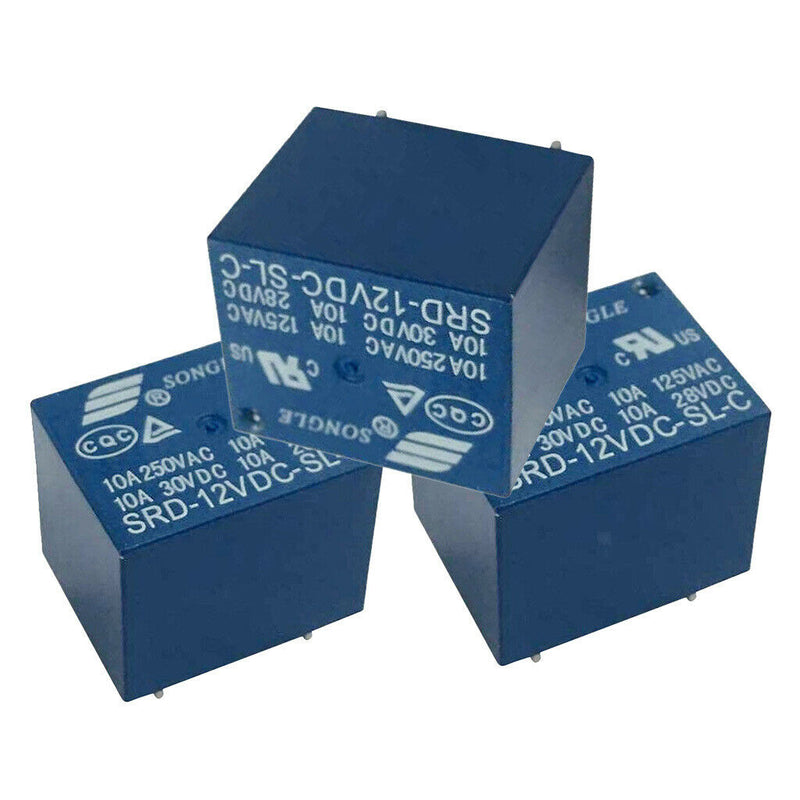 30 Pieces Mini Power Songle Relay 12V 10A SPDT 5 Pin PCB SRD-12VDC-SL-C