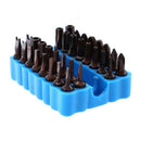 Set of 2 Blue Plastic 1/4Inch Hex Shank Screwdriver Bits Holder Storage Case