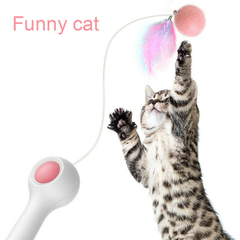 Funny Pet Automatic Telescopic Catcher Teaser Rod Cat Hair Ball Sticks Toys