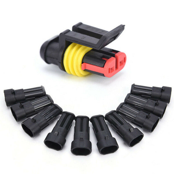 5x 2Pin Car Waterproof Electrical Connector Plug With Wire AWG Marine Black Gw