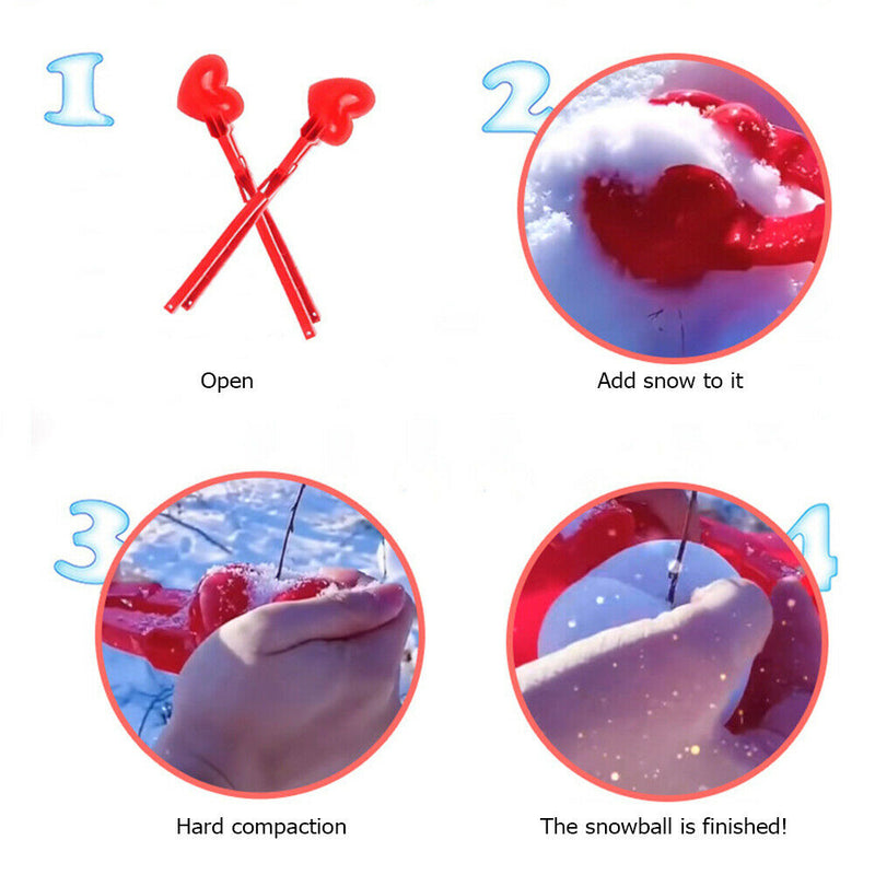 Heart-shaped Snowball Clip Funny Snowball Mold Kids Outdoor Toys (34x8cm)