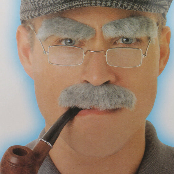 Funny Stylish Old Man Adhesive Eyebrows Mustaches Fancy Dress Costume Props