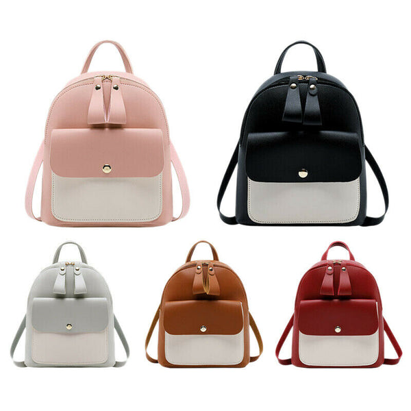 5X(Women Girls School Bag Pu Leather Backpack Mini Backpack Purse Travel H F7V6)