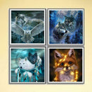 4 Pack Wolf Cat DIY 5D Diamond Painting Kits Full Drill Cross Stitch Home Decor