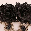 Gothic Retro Black Fringed Flowers Lace Headdress Fashion Hair Clip Jewelry N9E7