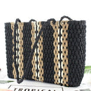 New Portable Square Stripe Straw Bag Fashion Large Capacity Woven Shoulder