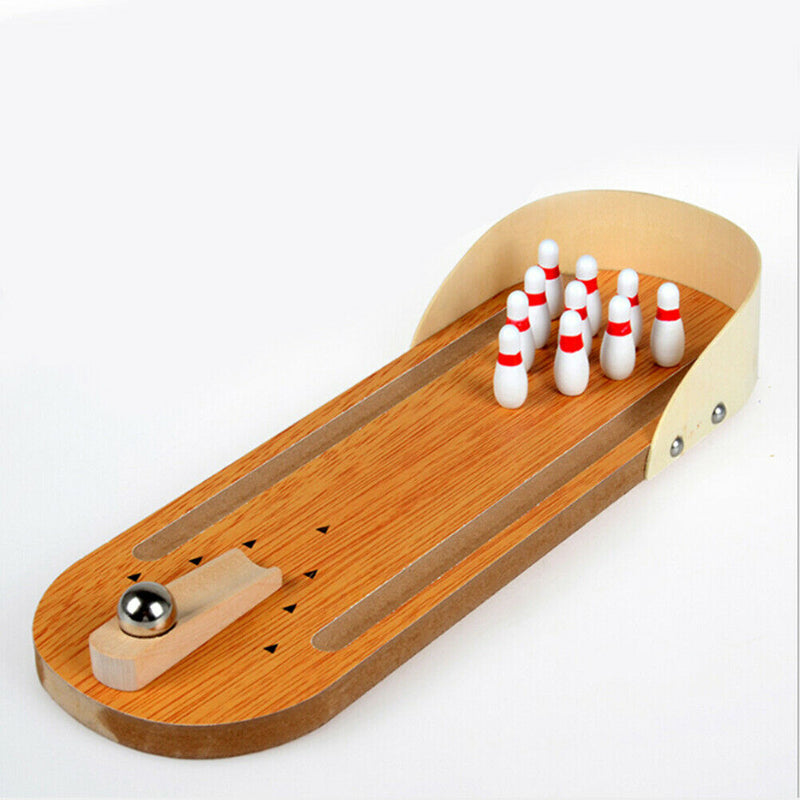 1Set anti-stress table desktop mini bowling game set wooden family party t Gw