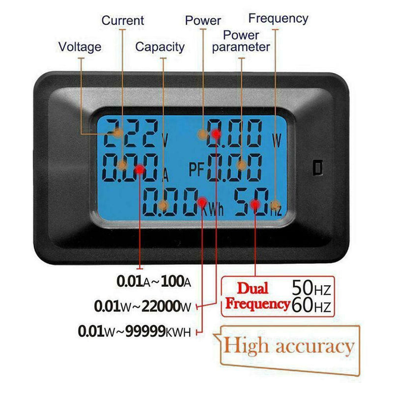 100A LCD Dispaly Digital Panel Power Watt Meter Voltage Voltmeter Ammeter