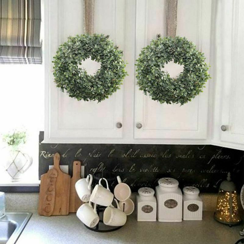 Artificial Green Leaves Wreath - 17.5 Inch Front Door Wreath Shell Grass BoxP5C6