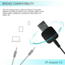 USB Bluetooth 5.0 Adapter Car Bluetooth Transmitter Receiver w/3.5mm Audio Cable