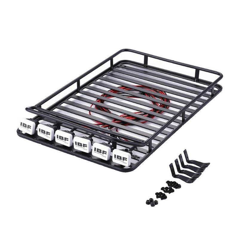 RC 1:10 Roof Luggage Rack 6 LED Lights Bar for D90 RC4WD SCX10 Axial