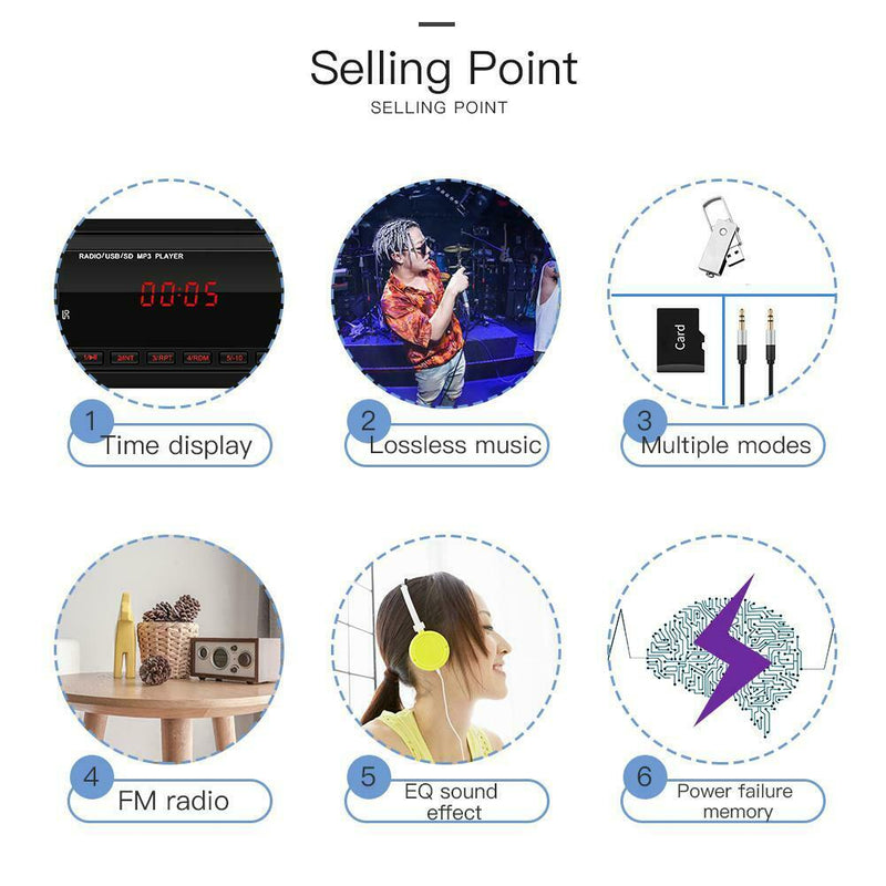 Single 1Din Car Stereo MP3 Music Player FM Radio AUX TF Card USB U Disk w/ RC