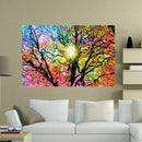 Psychedelic Trippy Tree Abstract Sun Art Silk Cloth Poster Home Decor 50cmx Y8F6
