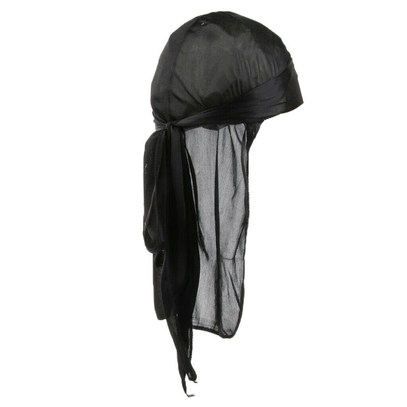 4pcs Soft Silk Durag Long Tail Cap Headwrap Headscarf Muslim Chemo Cap