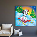 5D Full Drill Diamond Painting Kit Ski Dog Rhinestone Handicraft Mosaic