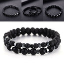 Hematite Stone Bracelet Men Matte Lava Volcanic Beads Friendship Wrist Band