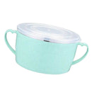 Stainless Steel Kids Noodles Bowl with Spoon for Ramen Soup Rice Snack Green