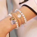 Bohemian Handmade Weave Heart Long Tassel Bracelet Sets Women Grey Rope Cha T5C5