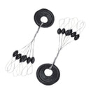 600 Pcs/100 Groups Fishing Bobber Stopper 6 In 1 Black Rubber Oval Float Sp