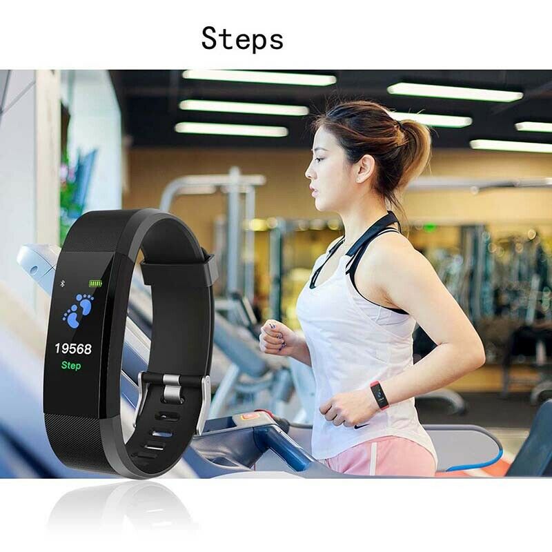 HOT 115PLUS Smart Band Support Heart Rate Blood Pressure Calorie Step Monit A3E3