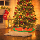 60cm Xmas Tree Skirt Star Green Wave Edged Carpet Nonwoven Floor Mat Decor