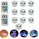 10X Multicolor RGB Party Submersible LED Light Remote Decor Control Waterpr I1X3