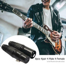 Black 8pcs 4 Male 4 Female XLR 3Pin Microphone Audio Cable Connectors Plugs A
