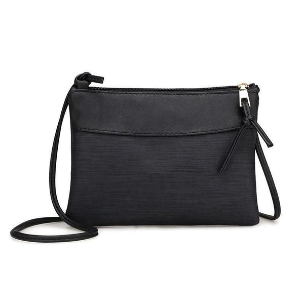 Fashion Women PU Patchwork Messenger Shoulder Bag Crossbody Small Bag(Black