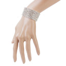Ladies Sparing Sier 8 Row Rhinestone Stretchy Bracelet Bangle Party Prom