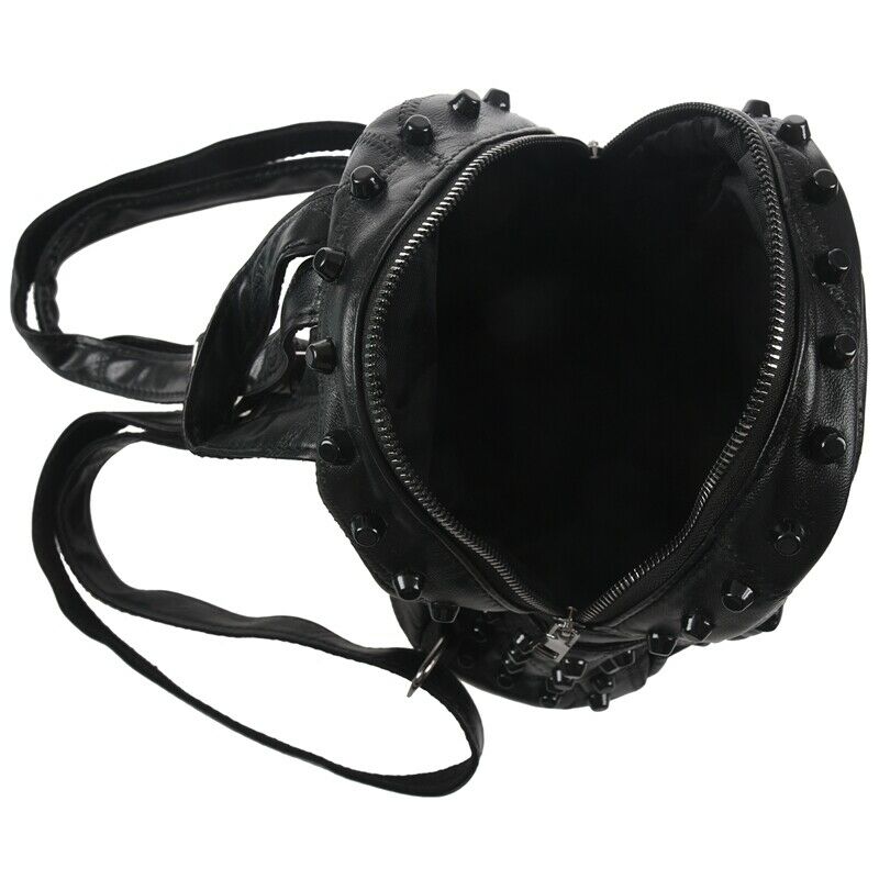Women Small Good Leather Backpack Rivet Daily Cute Black Backpack for Teena W6B7