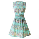 Lady's Sleeveless O-neck Flower Printed Casual Mini Dress--The bottom of th B9Q8