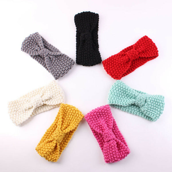 7pcs Baby Kid Winter Warm Headband Turban Wool Knitted Earmuffs Hairband