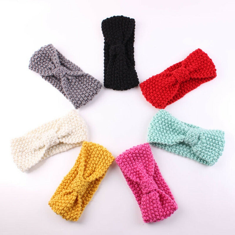 7pcs Baby Kid Winter Warm Headband Turban Wool Knitted Earmuffs Hairband
