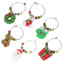 6PCS PVC Merry Christmas Wine Glass Charms Rings Marker Christmas Party Bar