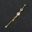 Fashion Crystal Flower Dangle Navel Belly Button Ring Bar Body Piercing Jewelry