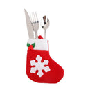 4 pcs Christmas Snowflake Stockings Tableware cover Silverware Cutlery deco F8H9