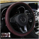 Car Steering Wheel Cover Sports Non-Slip Breathable PU Leather Black 37-38cm