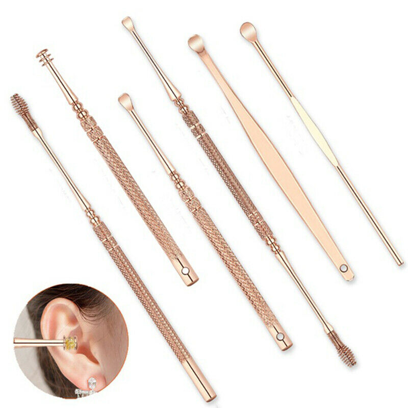 6 Pcs Earpick Ear Wax Curette Remover Ear Cleaner Spoon Clean Tool L3B6