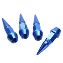 4pcs Aluminum Spike Shaped Car Bike Tire Valve Stem Dustproof Caps Covers Blue