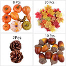 50Pcs Fall Holiday Decoration Pumpkins and Maple Leaves Pine Cones Acorns