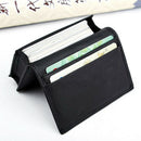 Men Black Leather Expandable Business Credit Card ID Cards Holder Wallet Case
