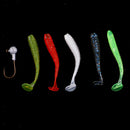 1 Box of 50pcs Bionics Soft Fishing Lures and 10pcs Lead Head Fishing Hooks