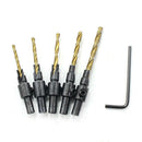 5PCS HSS Countersink Drill Bit Set Screw Woodworking Chamfer Tool Quick Change